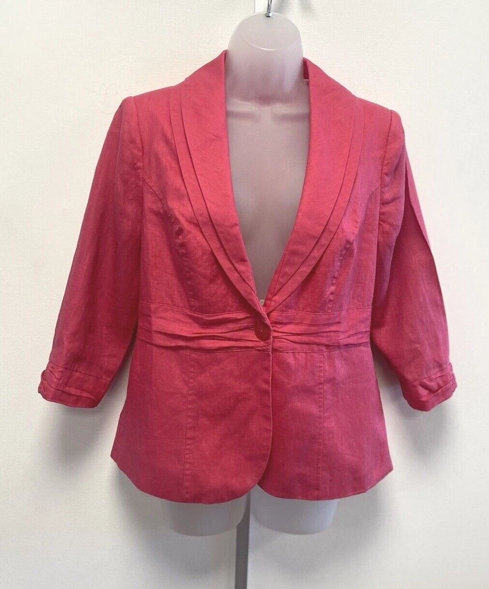 NEW M S Per Una Marks Spencer UK12 pink pure linen 3 4 sleeve