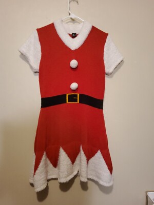Mrs. Santa Claus Red/White Knee Length V Neck Pullover Dress Size Large |  eBay
