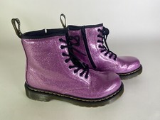 Doc Dr Martens 1460 Glitter Boots J Dark Pink Kids Size US 4 Lace Up Combat