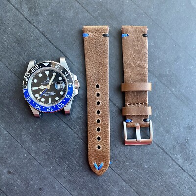 rolex batman on leather strap