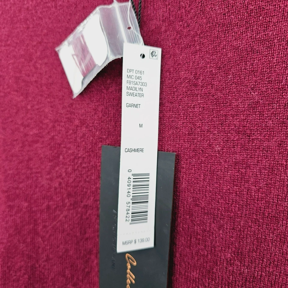 Suéter Antonio Melani Madilyn Cachemira M Granate Vino Rojo Campana Manga Perlas Nuevo Foto 4 de 4