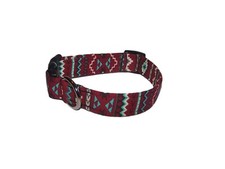 Wet Nose Designs Southwestern Aztec Burgundy  Turquoise Dog Collar Tribal 2