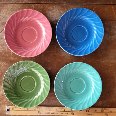 Lot of 4 Metlox Calif. Swirl Saucers 1 flea bite as pictured. Reasonably  priced