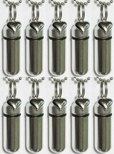 ENGRAVED Family Set of TEN Puffed Heart CREMATION URN NECKLACES w/Velvet Pouches