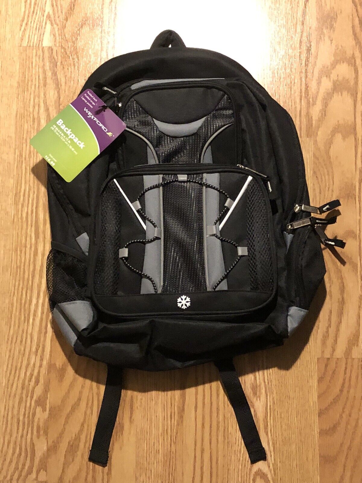 Wexford Backpack Black/Grey Laptop Pocket New NWT
