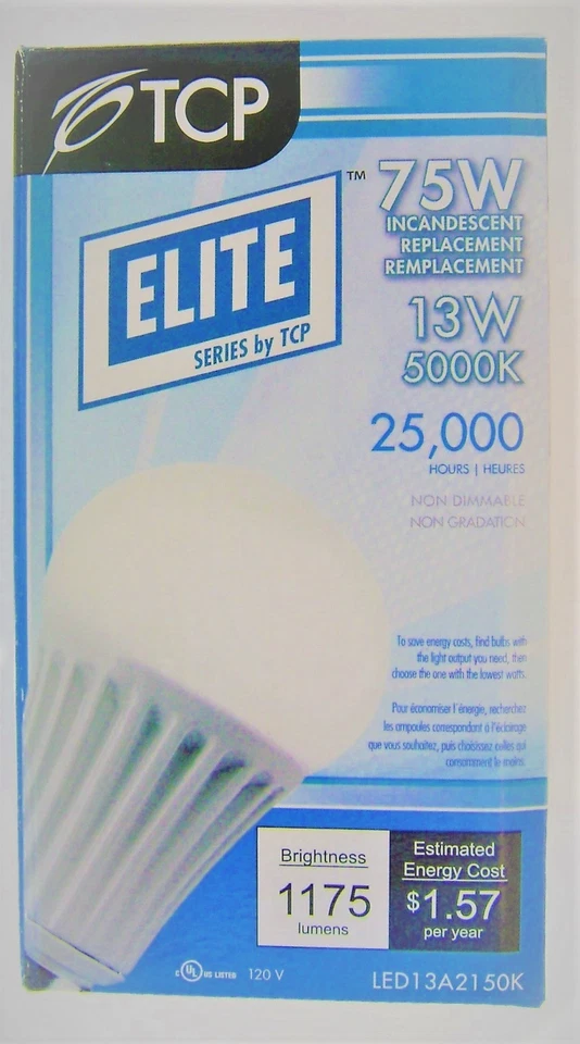 6 of 13W 5000K A21 Non Dimmable LED Light Bulb 75W Replacement TCP LED13A2150K - Image 4 of 4