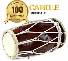 Indian Musical Instrument Rope Wooden Dholak Drum Handmade Dholak and Carry Bag