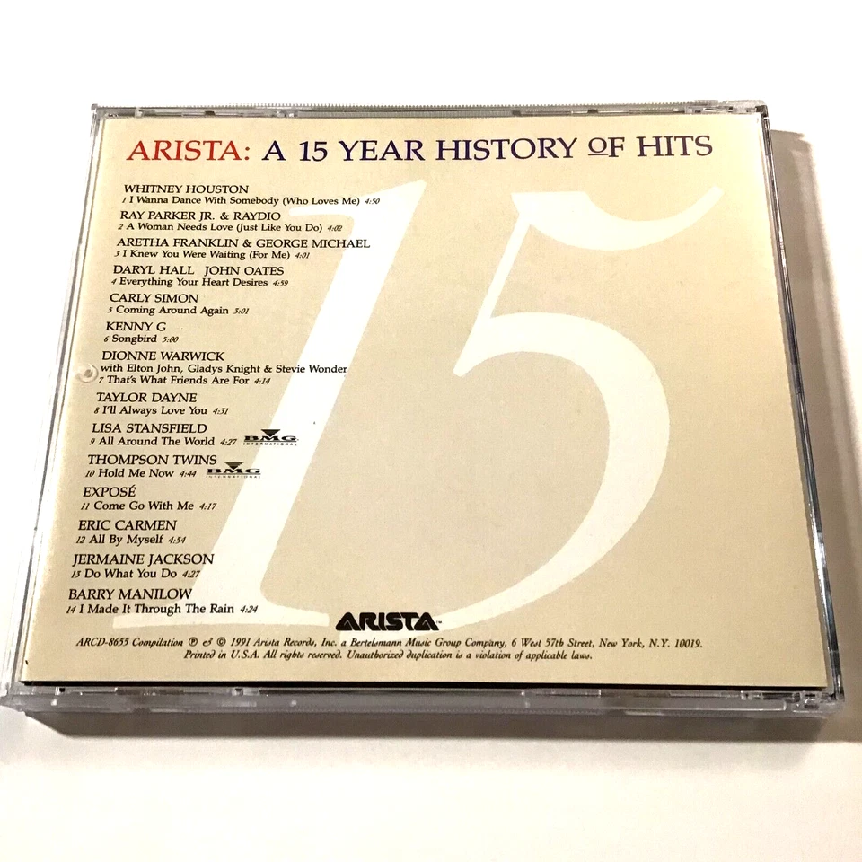 Various Arista A 15 Year History Of Hits (CD, 1991) Whitney Houston Expose Foto 2 de 4
