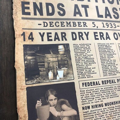 Prohibition Era Sign Man Cave Sign Beer Liquor Poster