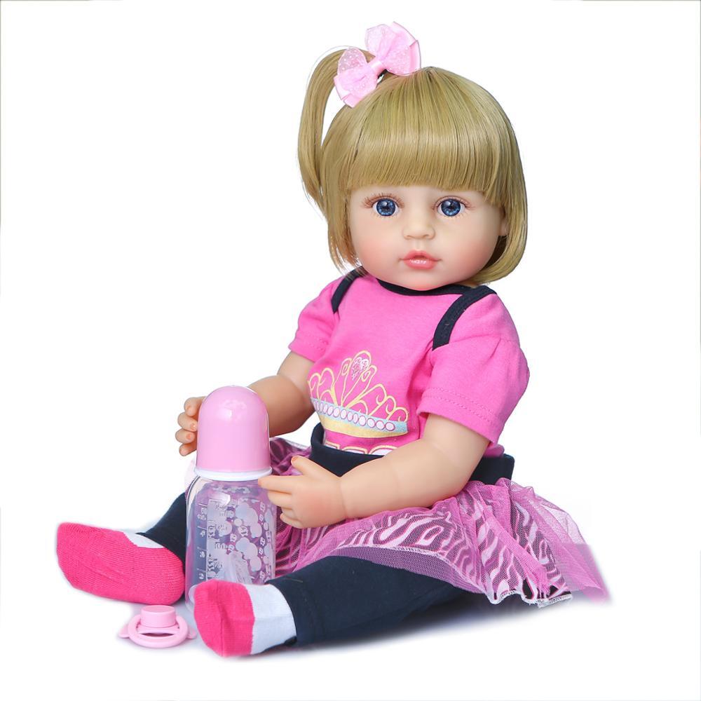 NPK 55cm Full Body Vinyl Silicone Reborn Toddler Girl Doll B