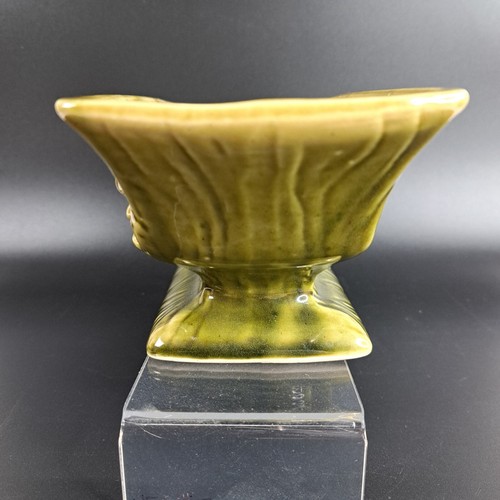 Vintage Ceramic Planter Rectangular Mushroom Avocado Green Unmarked - Picture 4 of 8