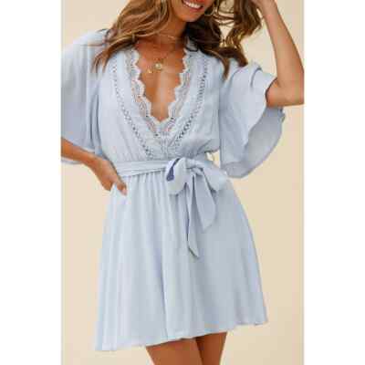 white lace dress express Six Stories Women's Lace Sleeve Cup Detail Mini Dress main image 1