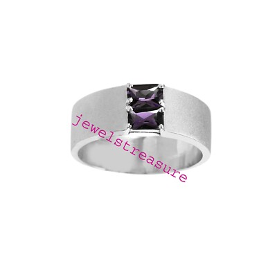 Natürlich Amethyst Edelsteine Mit 925 Sterlingsilber Matte Finish Ehering #7992