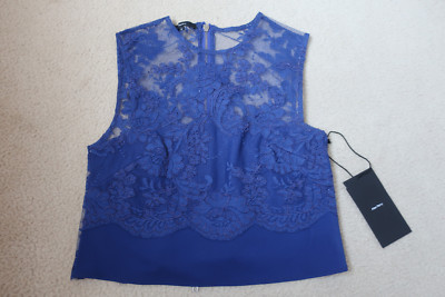 ALEX PERRY ''Piana'' Lace Shell Top Size 6 Blue