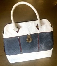 Womens New 'vegan Queen' Leather Handbag Cream, Burgundy / Navy Blue, + Wallet