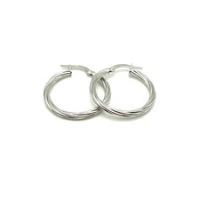 18K White Gold Hoop Earrings - Twisted Hoops - Italian Gold Hoops - Real Gold