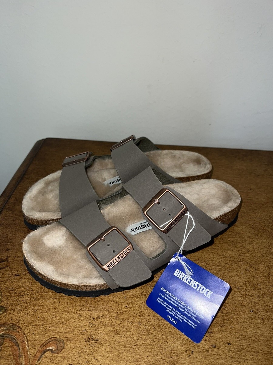 New Birkenstock Arizona Shearling-Lined Slide Sandals | eBay