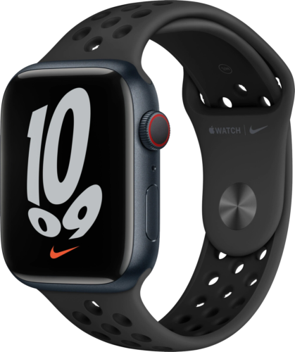 Apple Watch 7 Nike 4G 45mm Alu Sportarmband Schwarz MKL53 Smartwatch Wie Neu - Bild 1 von 3