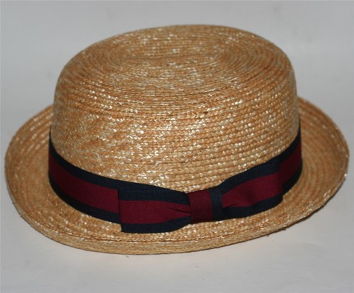 WHEAT STRAW BOWLER DERBY BOATER HAT 
