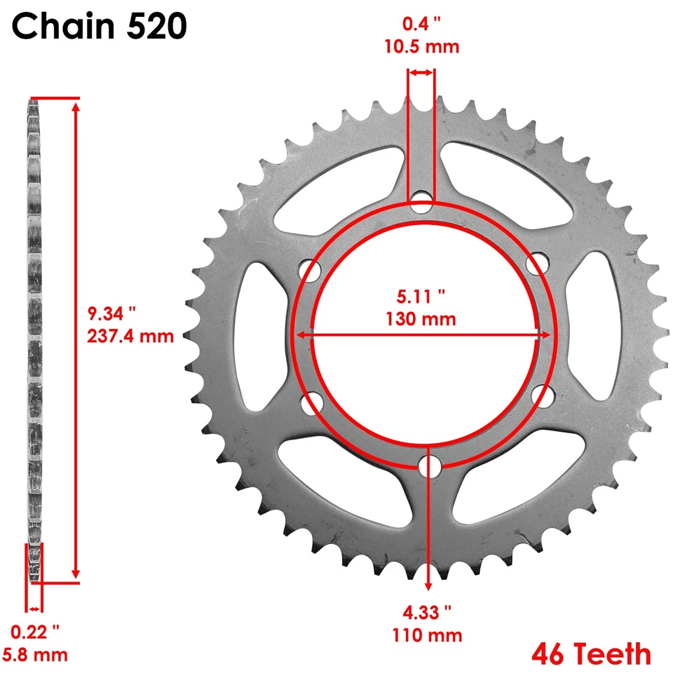 Front & Rear Sprockets Kit for Yamaha FZ6 2004 205 2006 2007 2008 2009 - Image 3 of 4