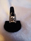 G &S 925 Sterling Silver  Vintage Skull & Wings Large Band Ring Sz 12.5
