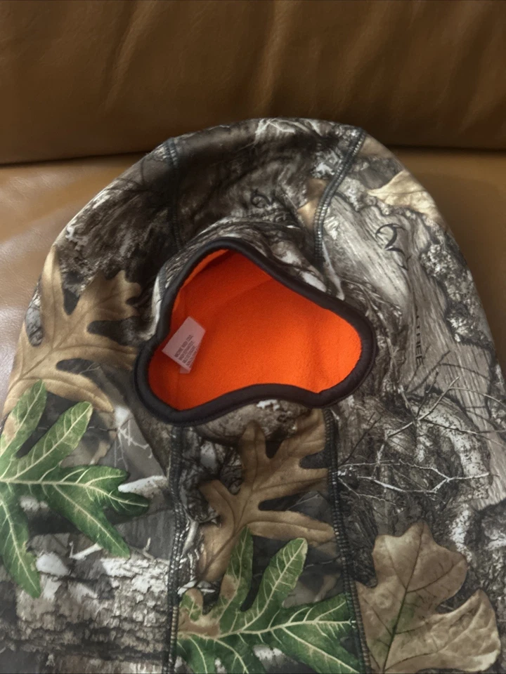 Orange & Realtree Camo Fleece Knit Reversible Balaclava Face Mask Hood Full Head - Image 4 of 4