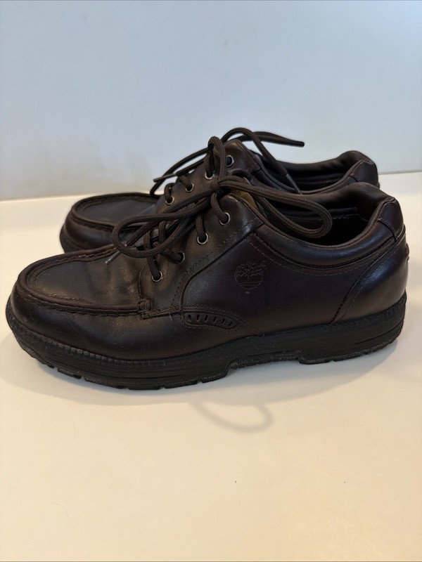 Timberland Hiking Shoe DarkBrown Leather 47040 Mens 9.5 Padded Lace Up Moc Toe
