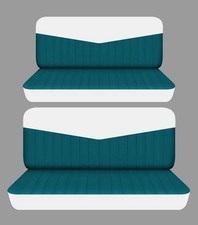 Front And Rear Bench Seat Covers Fits 1950-1970 Chevy Bel Air 4 Door White Teal
