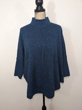 NWT LOFT Womens Sweater Relaxed Oversized Mock Neck Heathered Blue Size M