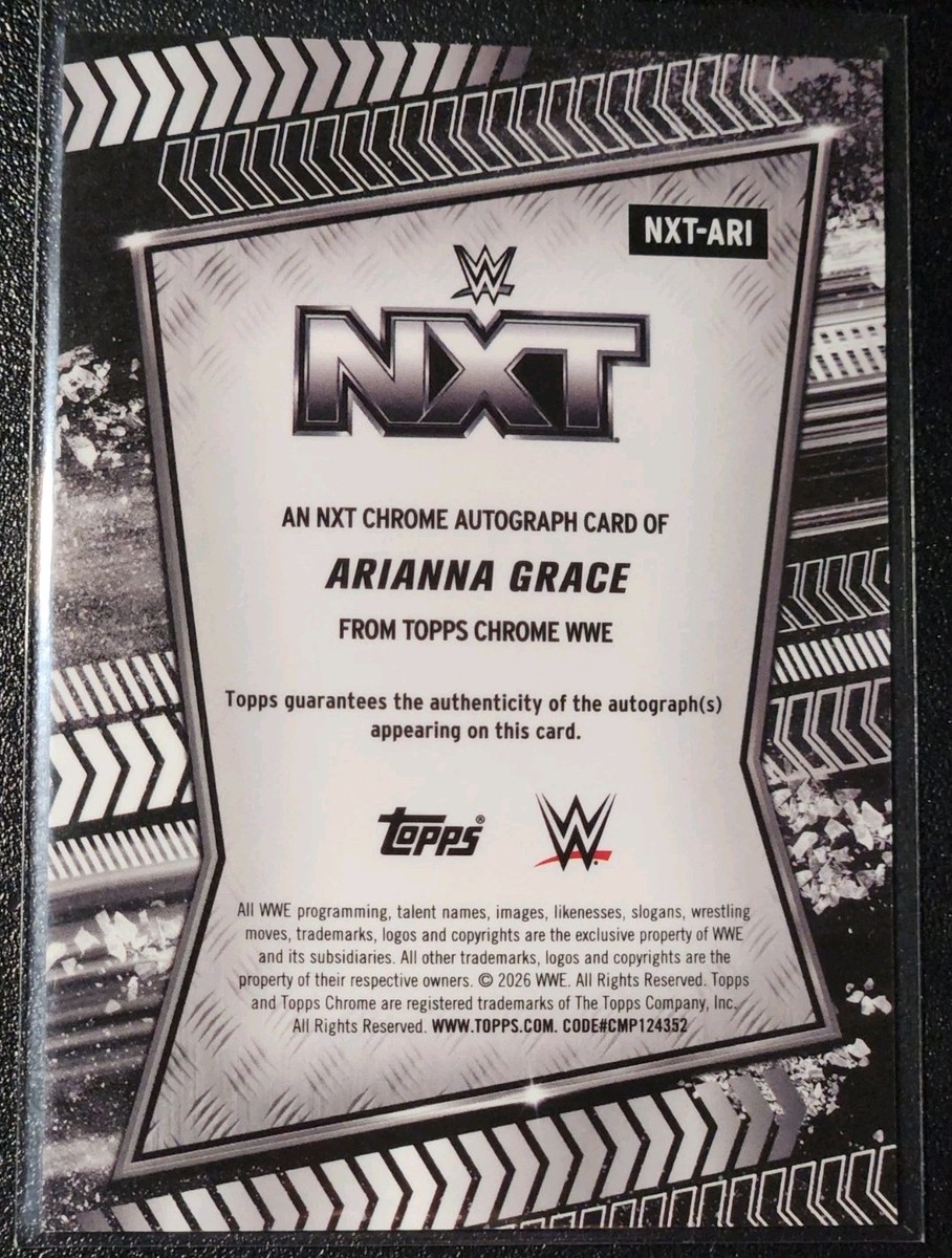 2026 Topps Chrome WWE #NXT-ARI Arianna Grace Auto NXT Base On Card