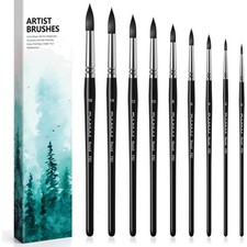 Aquarellpinsel Set 9 Stück Synthetisch Künstlerfarben Pinsel Malset