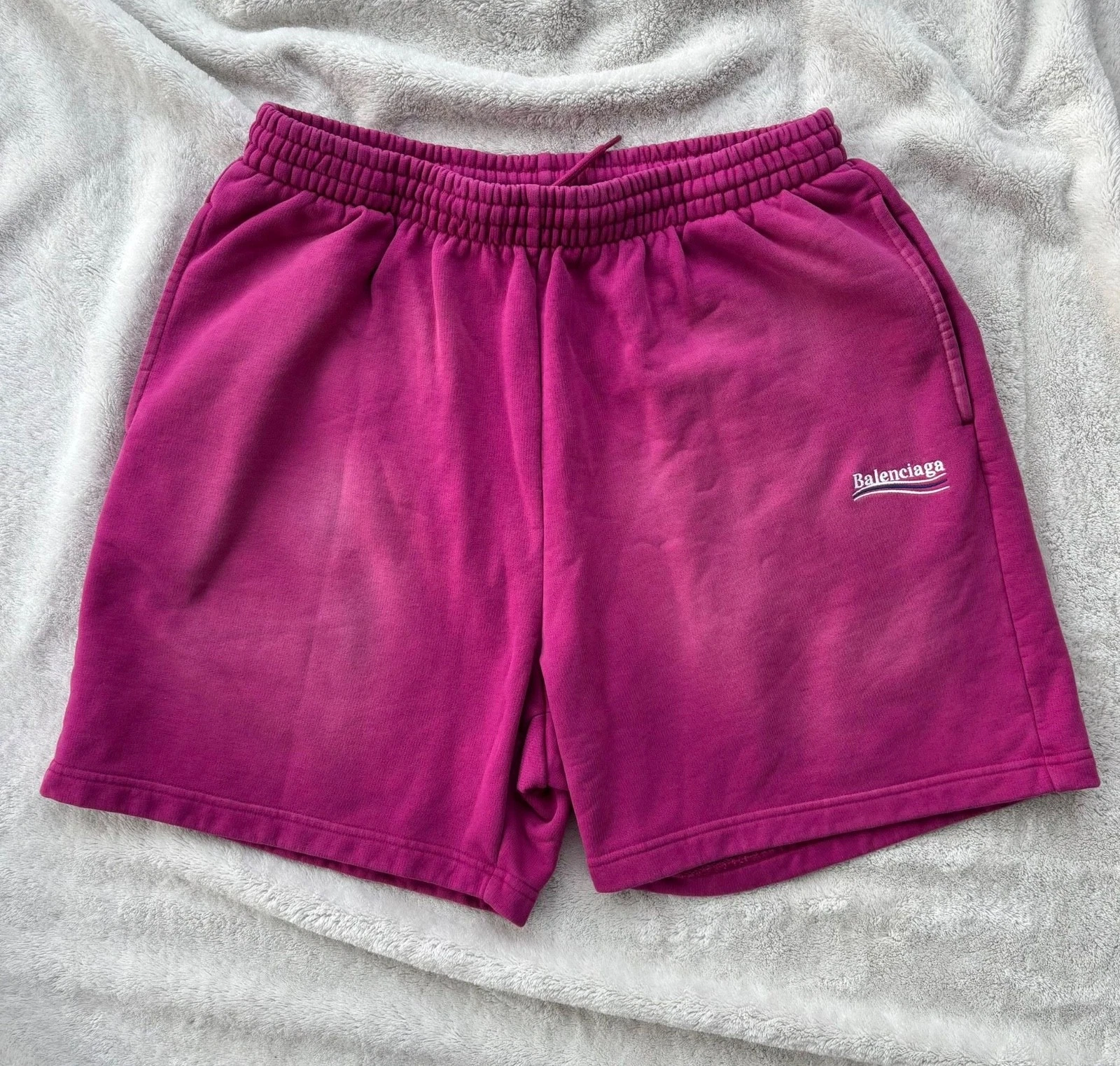 Balenciaga — Balenciaga Fuchsia Campaign Embroidered Sweat Shorts - XS - $895 - Authentic New