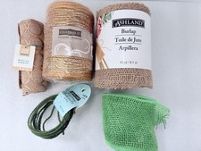 Lot Of Burlap Ribbon Wreath Making Supplies. Crafting