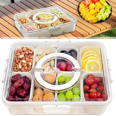 Snackle Box Unterteiltes Serviertablett mit Deckel Snackteller mit 8 Fächerns