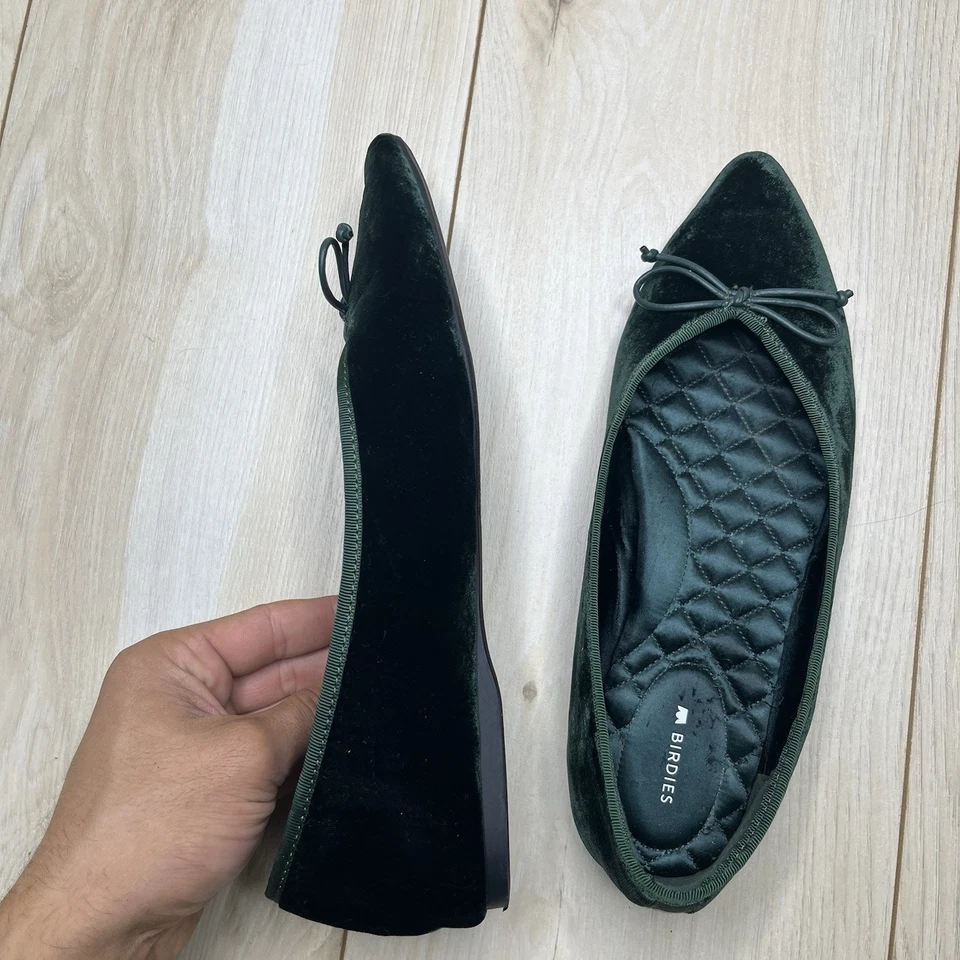 Birdies El Colibrí Verde Oscuro Terciopelo Ballet Pisos Mujer Talla 9 Foto 4 de 4