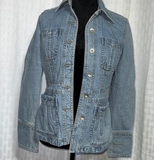 DKNY Jeans Womens Small Denim Utility Jacket Light Wash Button Front Y2K