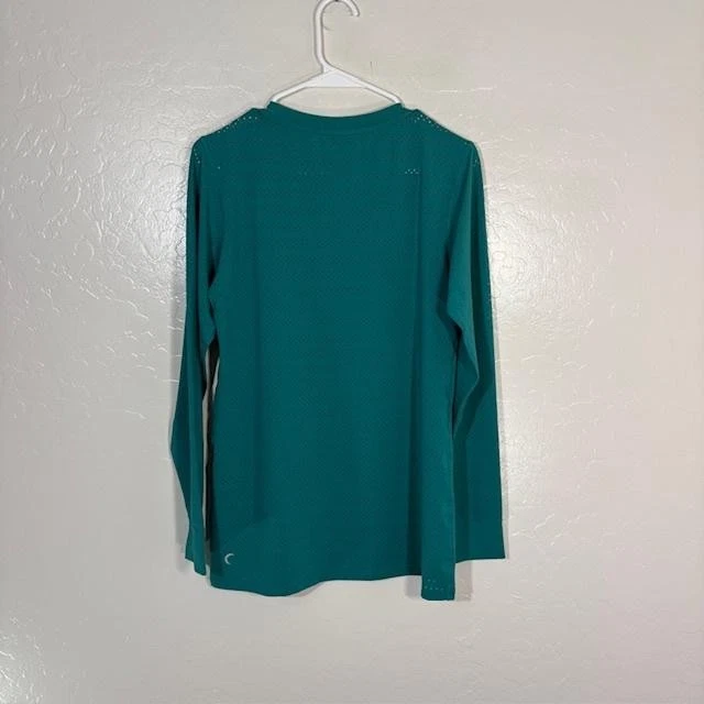 Camisa deportiva perforada Zyia Active para mujer verde azulado mediana manga larga Foto 4 de 4