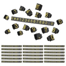 20 Set Price Tag Cube 4" x 0.35" Adjustable Counter Stand Label, Black Gold