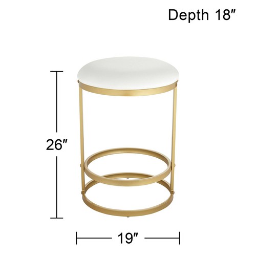 Palmer Gold Metal Bar Stool 26" High Modern White Cushion Kitchen Counter Island - Picture 4 of 10