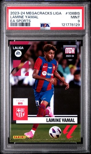 2023-24 PANINI MEGACRACKS LALIGA EA SPORTS #108BIS LAMINE YAMAL ROOKIE RC PSA 9