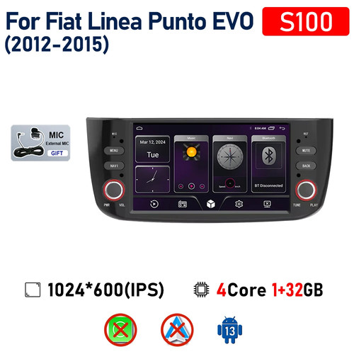 For Fiat Linea Punto EVO Multimedia GPS Navigation Car Radio Video Screen Auto - Picture 7 of 39
