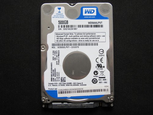 WD Western Digital 500GB 2,5" SATA Festplatte HDD 7mm Slim - 100% Health