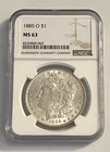 1885 O Morgan Dollar $1 - NGC MS 63
