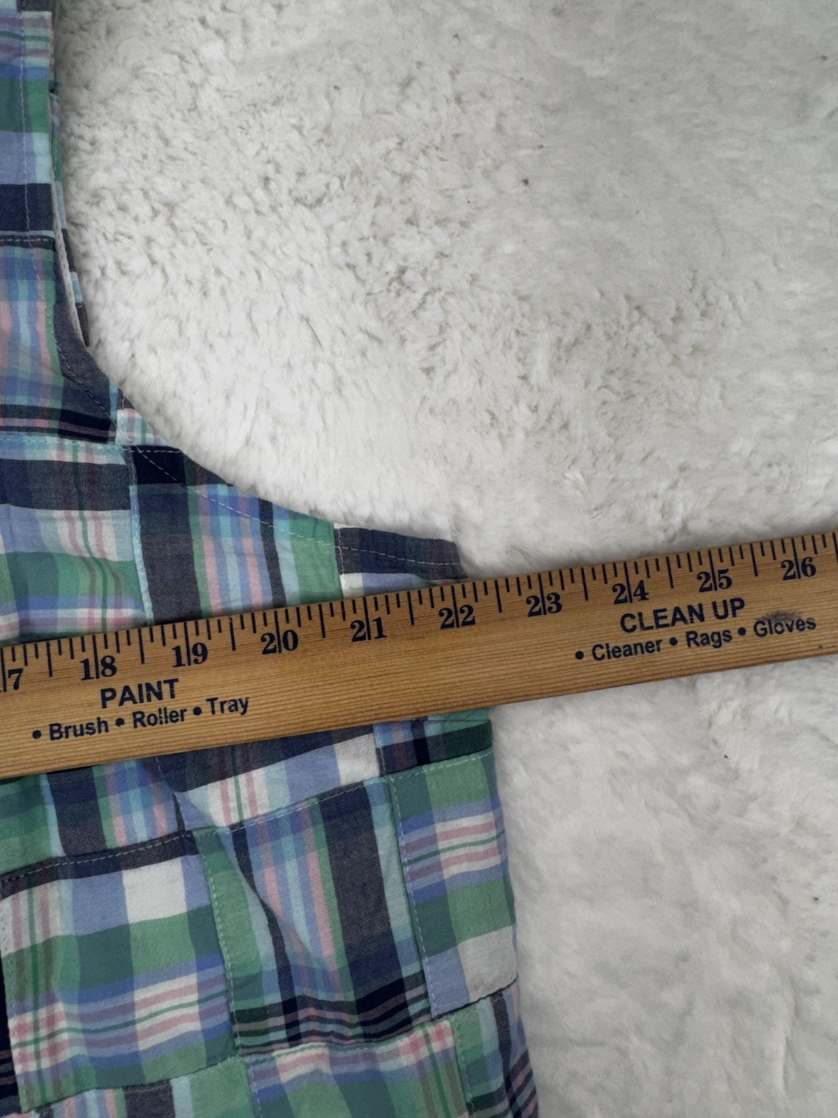 Talbots Madras Plaid Patchwork Back Button Sleeve… - image 6