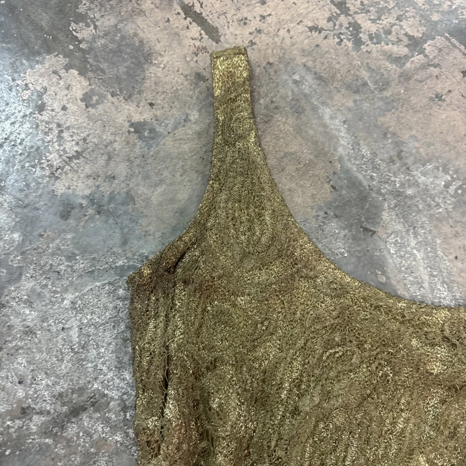 Vintage 1920s 1930s Gold Lamé Lace Blouse Bodice Floral Motif Dress Top - Image 2 of 4