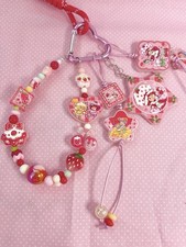 Strawberry Shortcake Beaded Charm Dangle | Decorative Bag Charm & Keychain