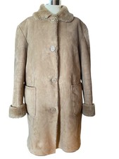 Y2K Afghan Penny Lane Coat S Faux Suede faux Fur Trim FUDA New York retro hippy