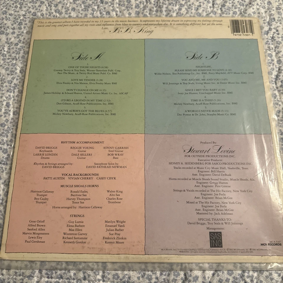 B.B. KING: Love Me Tender LP 1982 MCA RECORDS (MCA-5307) - Image 2 of 3