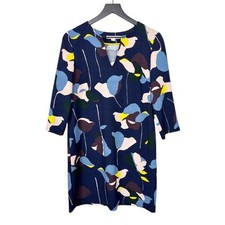 Boden Easy Notch Dress Womens Size 4 Carbon Blue Evergreen Floral
