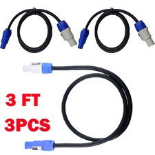3Pc 3ft 16AWG Stage Lighting Fixture PowerCon-Compatible Power-Through Cable USA